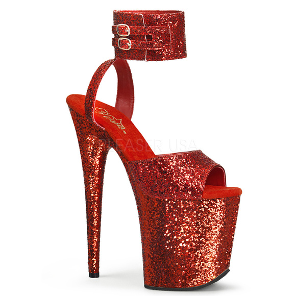Shoes - High Heel Platform Glitter Shoes